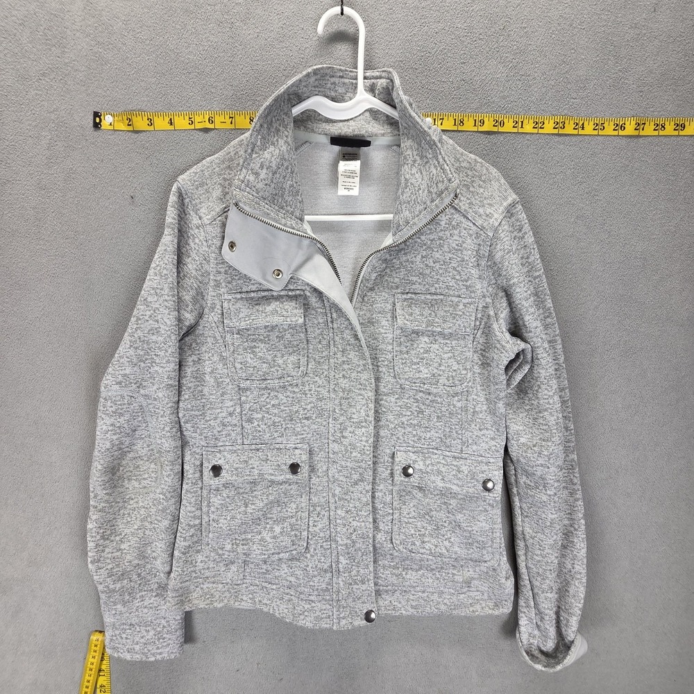 Patagonia Jacket Womens Medium Gray Fleece Zip Snap Pockets Collared Better